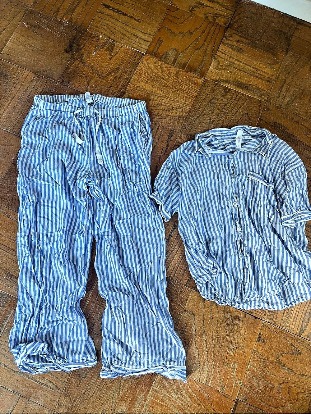 Stars Above Blue & White Striped Pajama Set Size Large